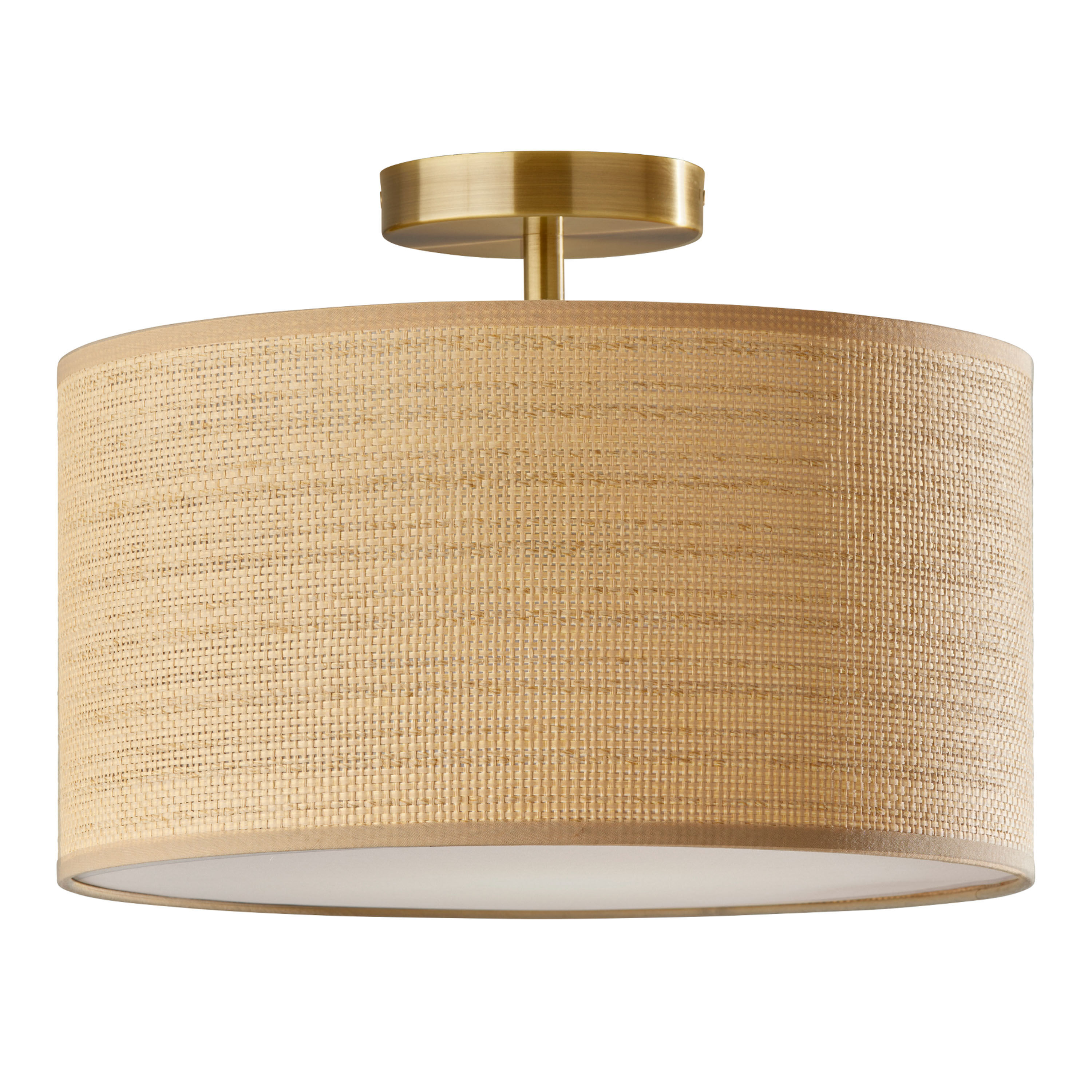 Natural wicker and jute reyna flush mount ceiling light top
