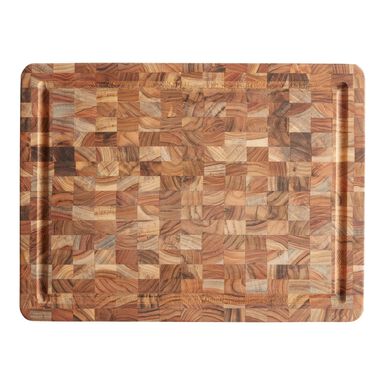 Teakhaus End Grain Wood Reversible Trencher Butcher Block Teakhaus End Grain Wood Reversible Trencher Butcher Block