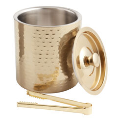 Julian Gold Hammered Ice Bucket With Tongs