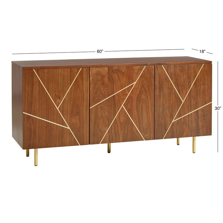 Dustin Spiced Auburn Wood And Brass Inlay Storage Cabinet - World Market