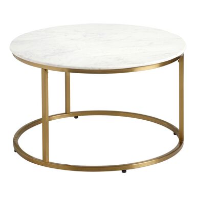 Milan Round White Marble and Metal Coffee Table Milan Round White Marble and Metal Coffee Table