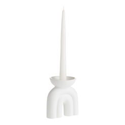 White Ceramic Arch Taper Candle Holder