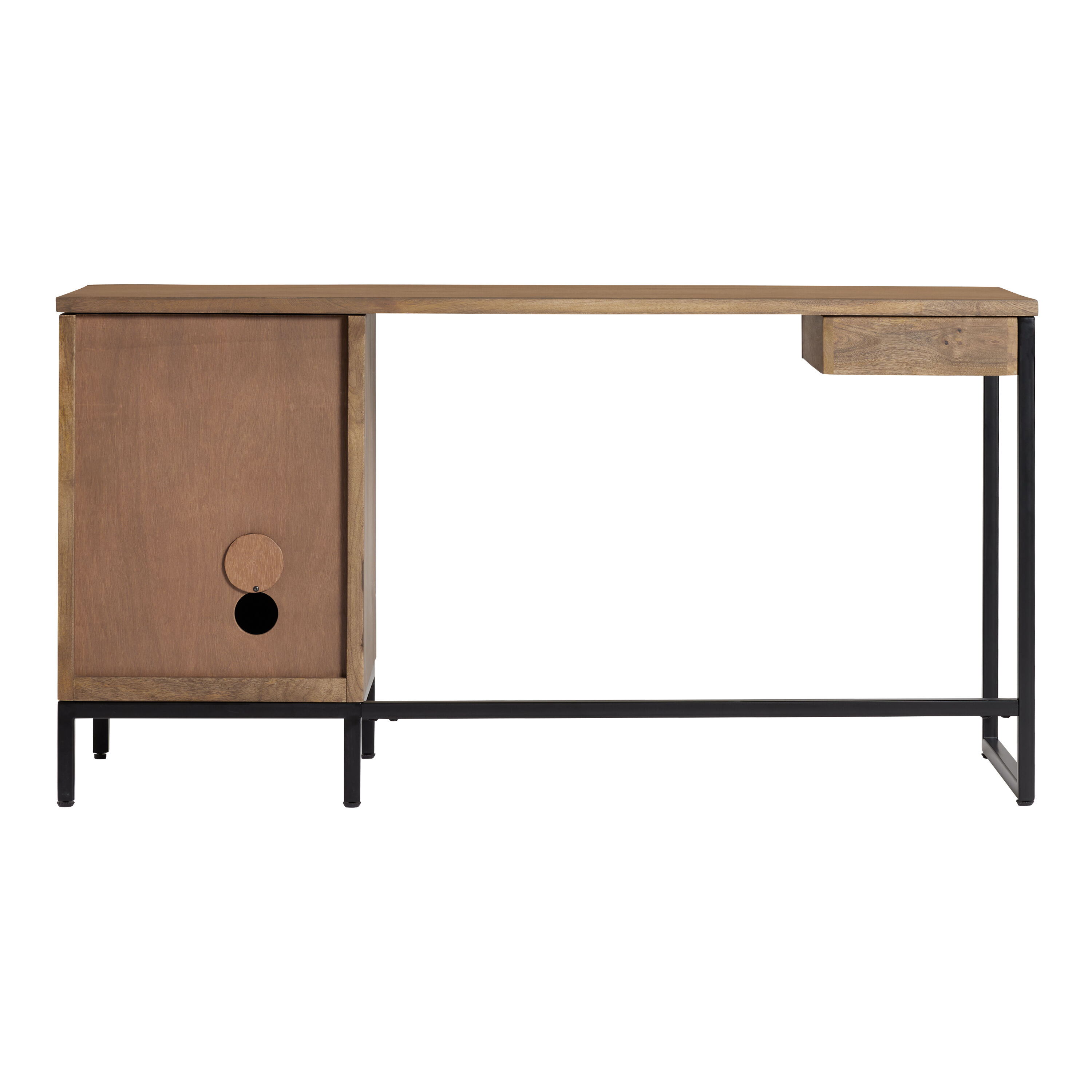 Anton Natural Carved Wood Desk with Storage World Market
