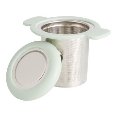 Sage Green Mesh Basket Tea Infuser with Silicone Lid Sage Green Mesh Basket Tea Infuser with Silicone Lid