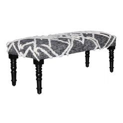 Black and White Tufted Wool Upholstered Bench