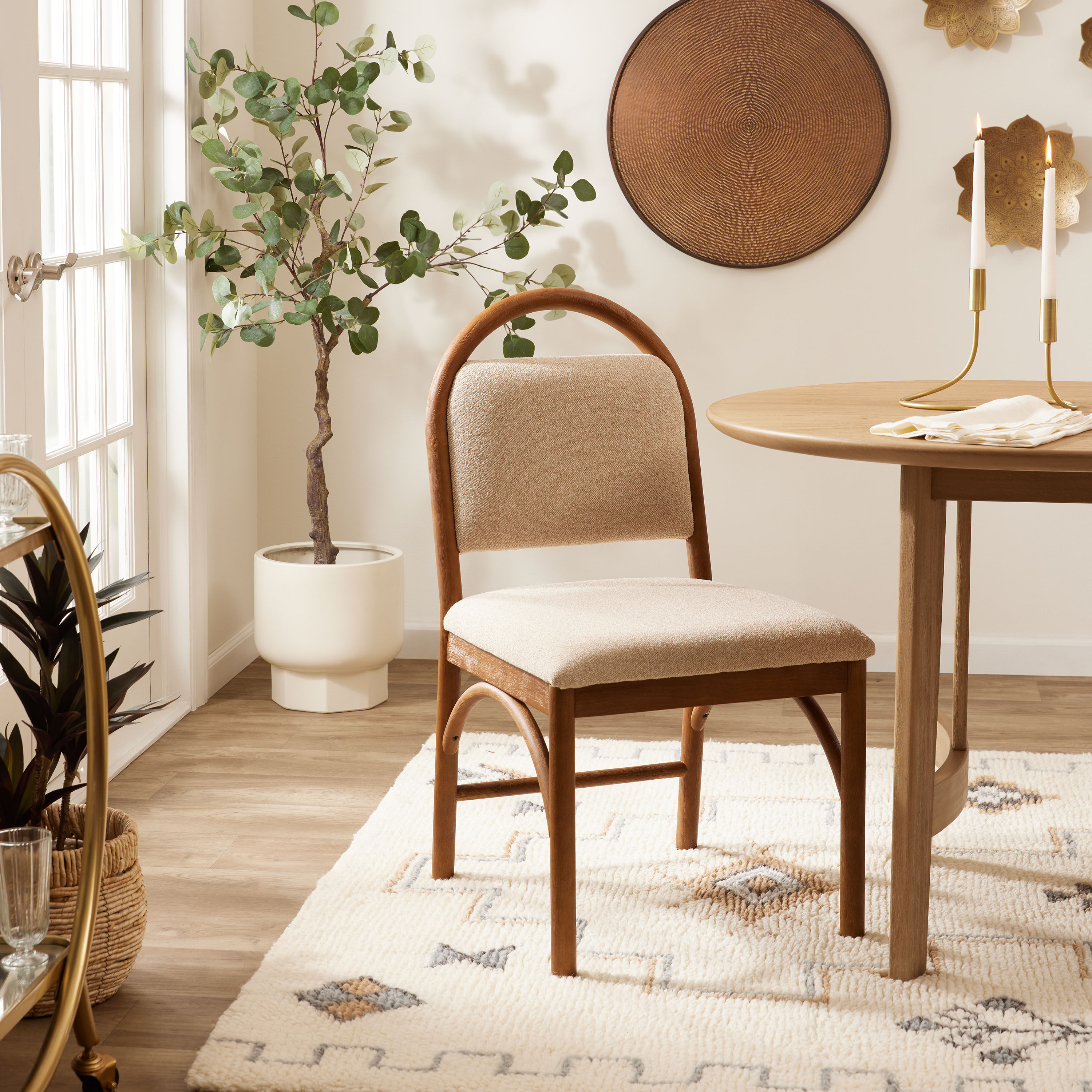 Brenna Warm Chestnut Arch Upholstered Dining Chair Set of 2