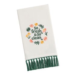 White Floral Fresh & Clean Terry Hand Towel