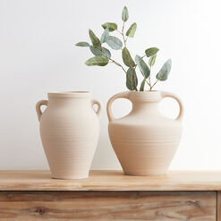 Natural Ceramic Speckled Urn Vase With Handles