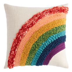 Tufted Rainbow Cotton Throw Pillow