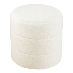 Rose Round Cream Boucle Channel Tufted Upholstered Stool