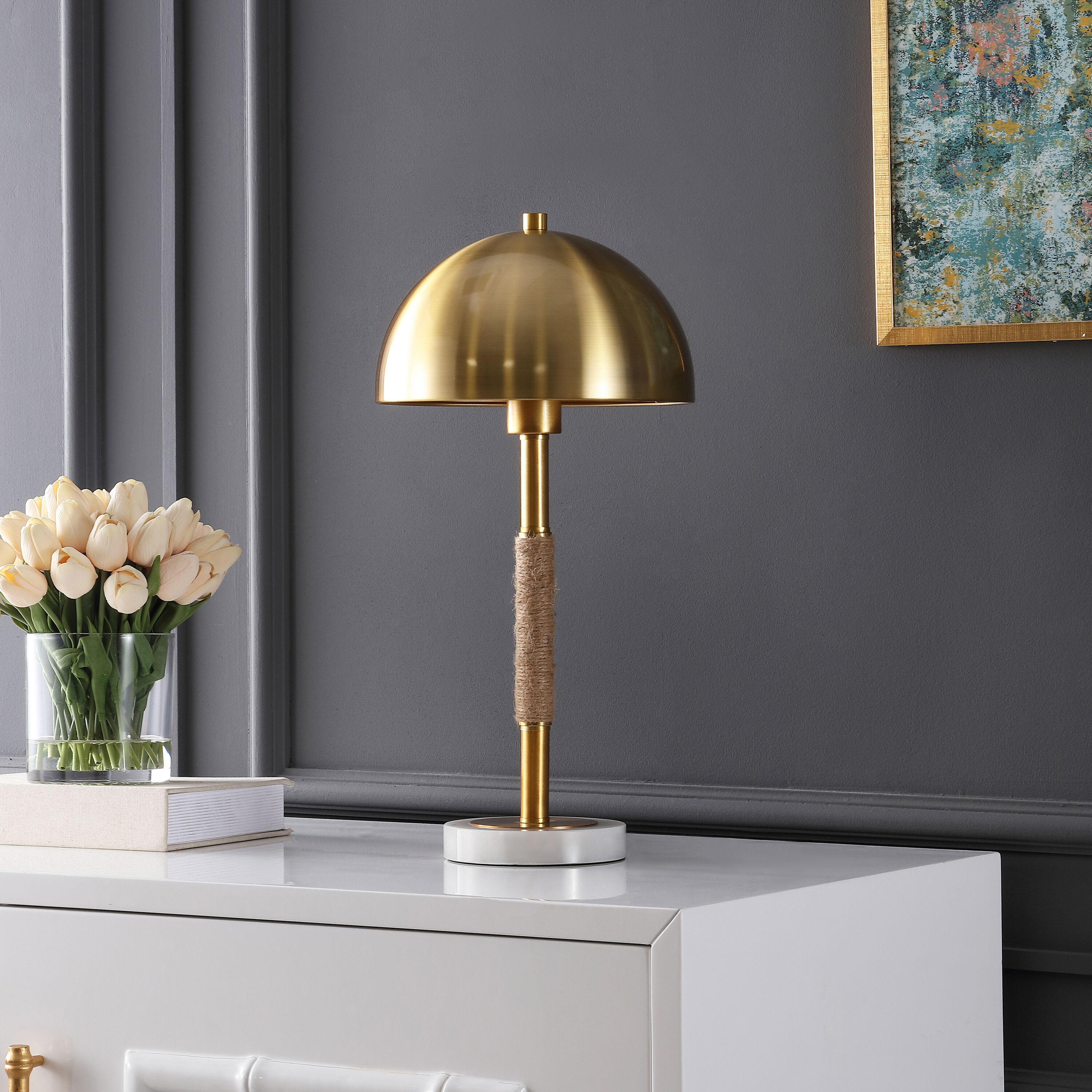 White marble base table lamp on sale