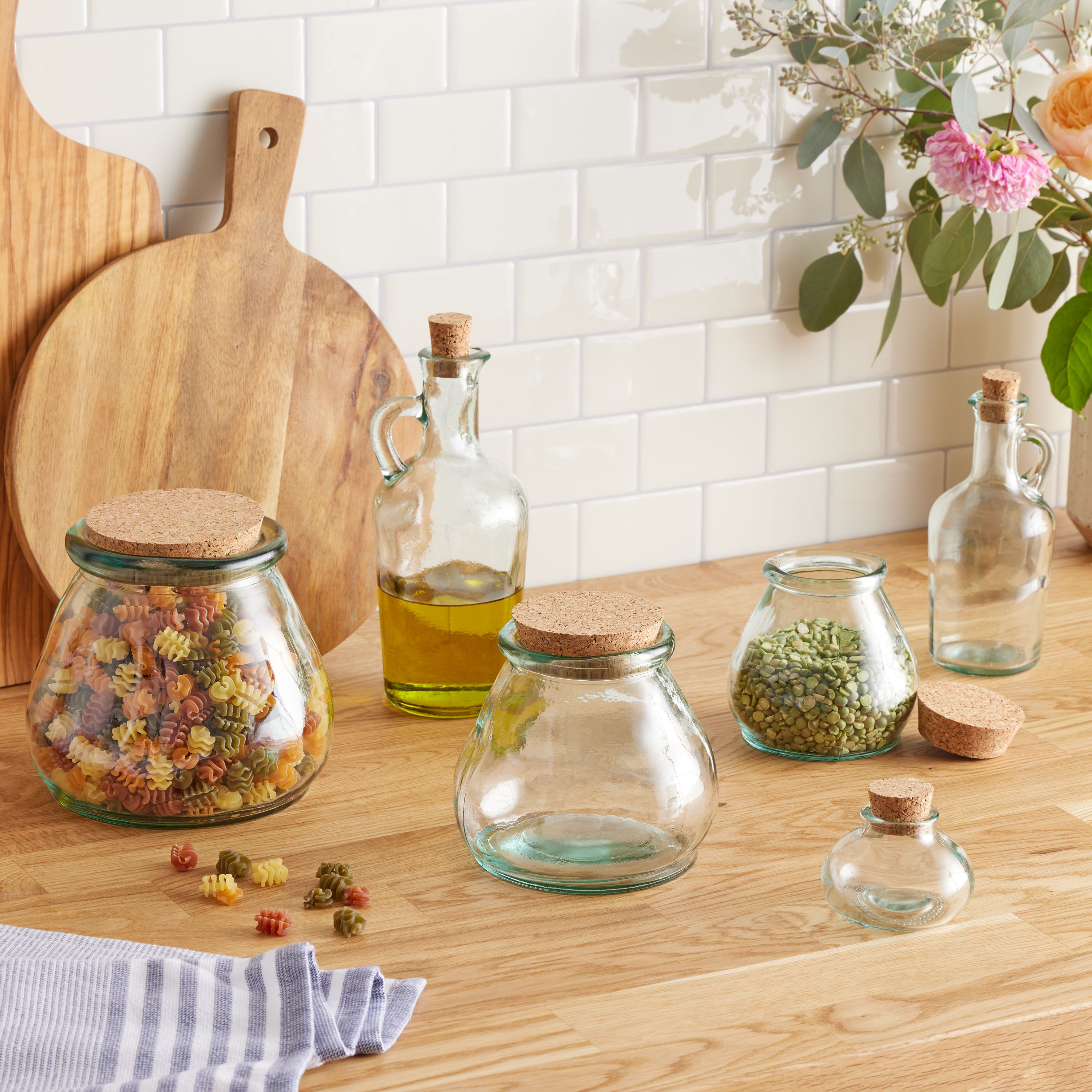 Barcelona Recycled Glass and Cork Oil Bottle image number 1