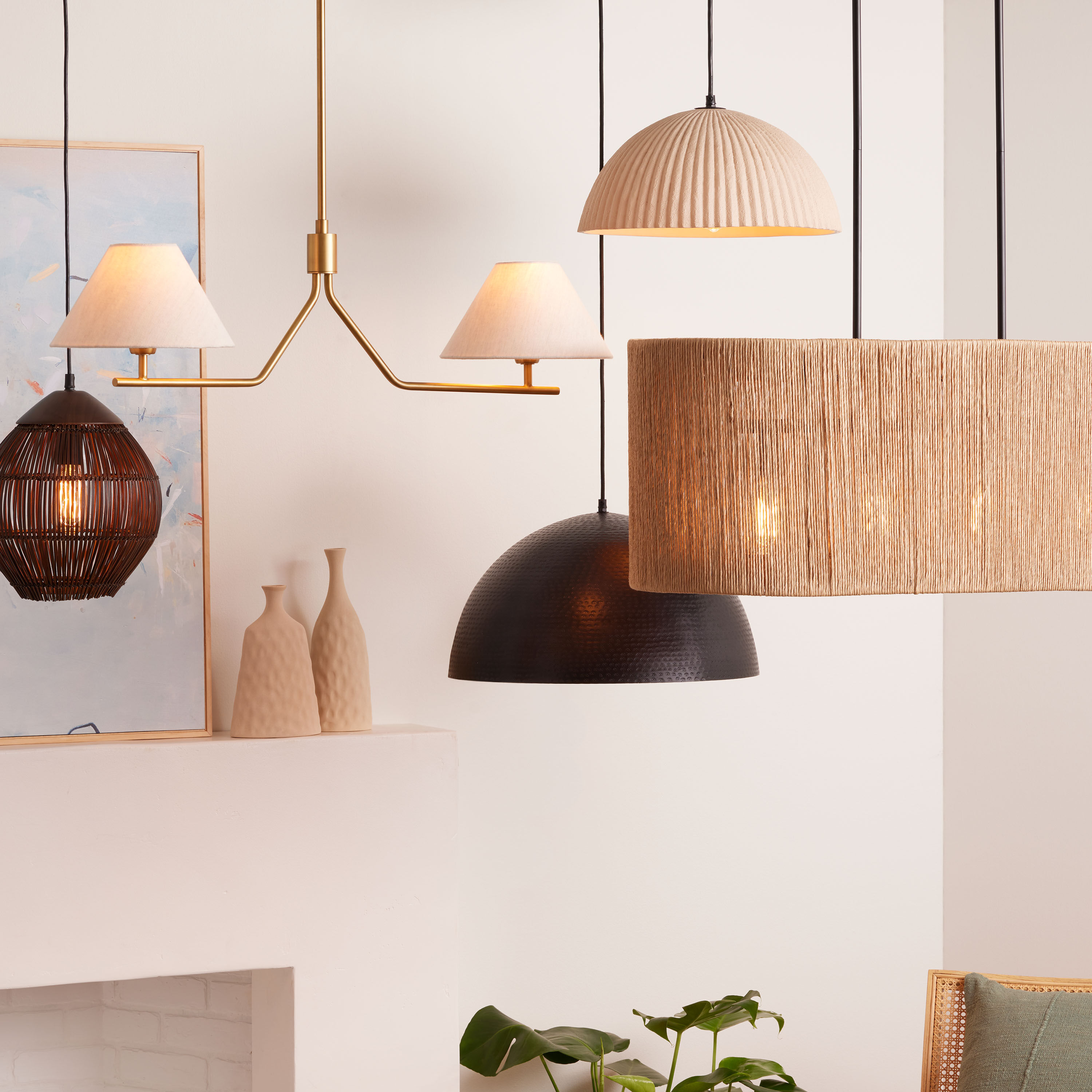 Rustic Blush Ecomix Scalloped Dome Pendant Lamp