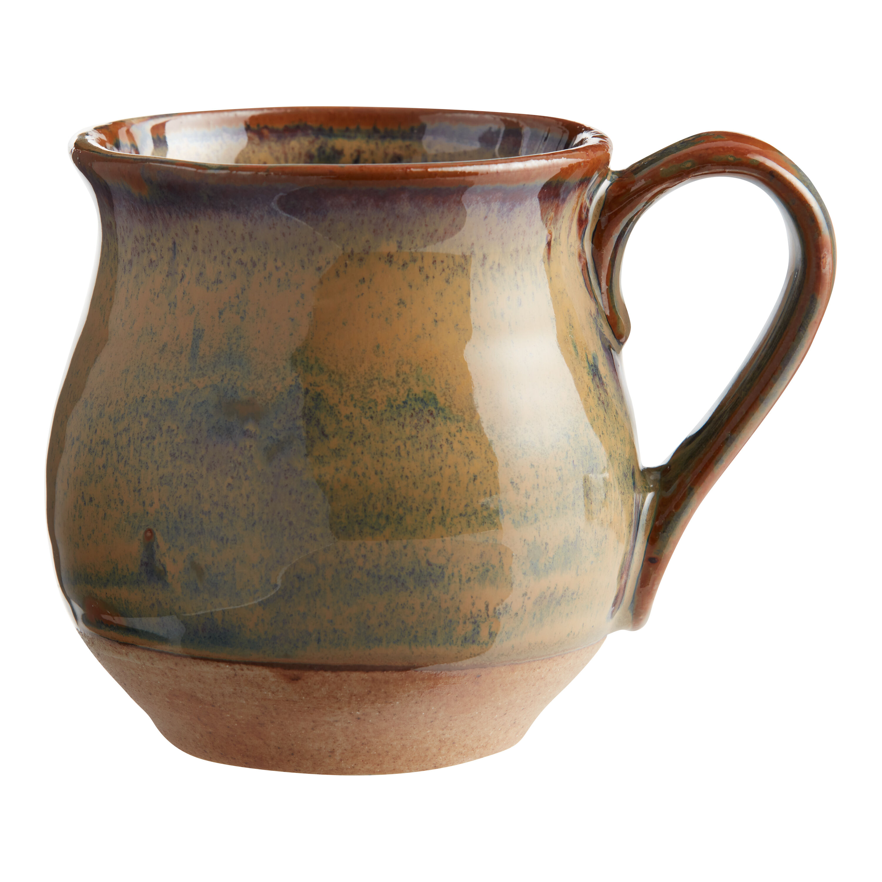 Green And Brown Reactive Glaze Porcelain Belly Mug
