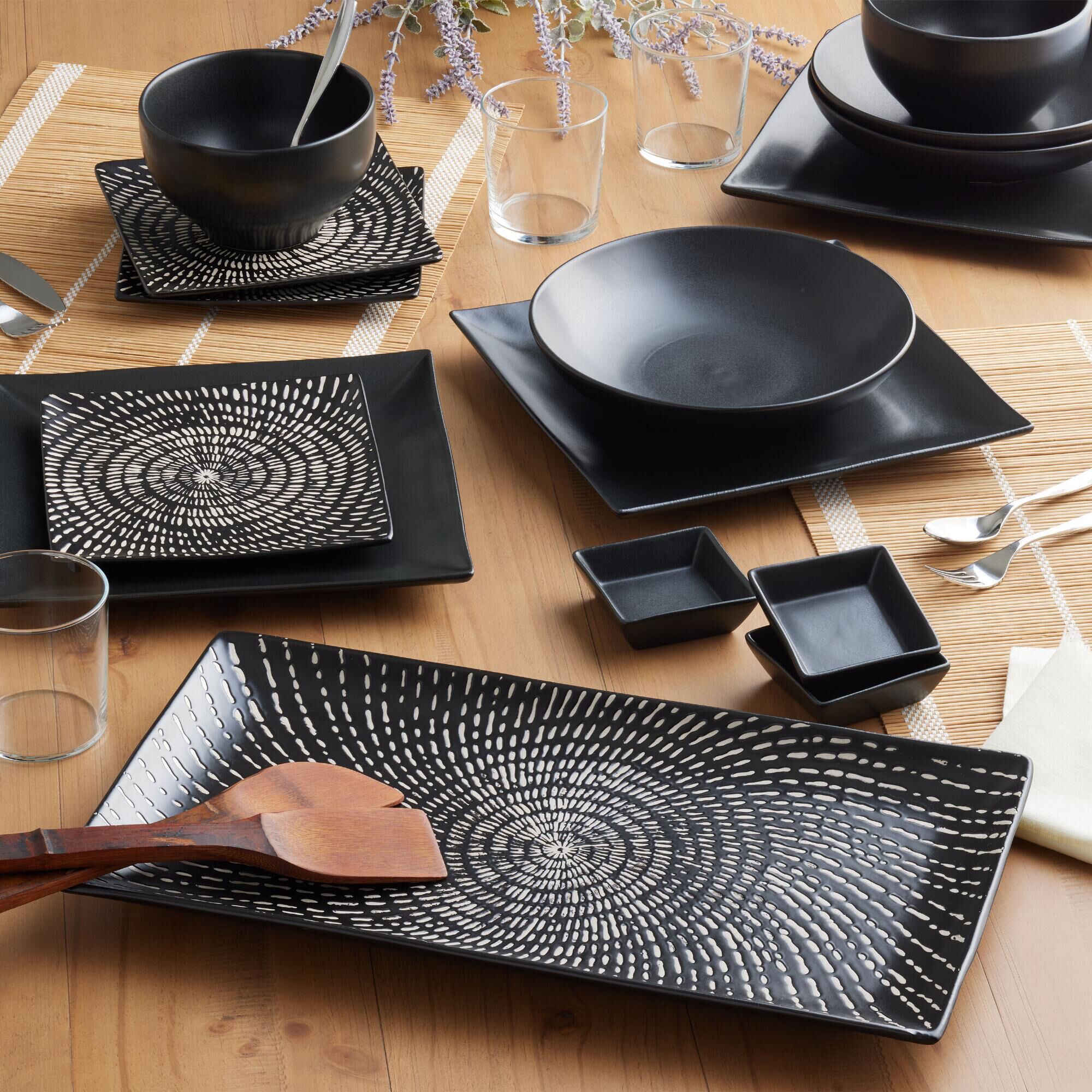 Black dinnerware clearance
