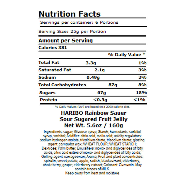 Haribo Rainbow Sour Fizz Gummy Candy Set of 2