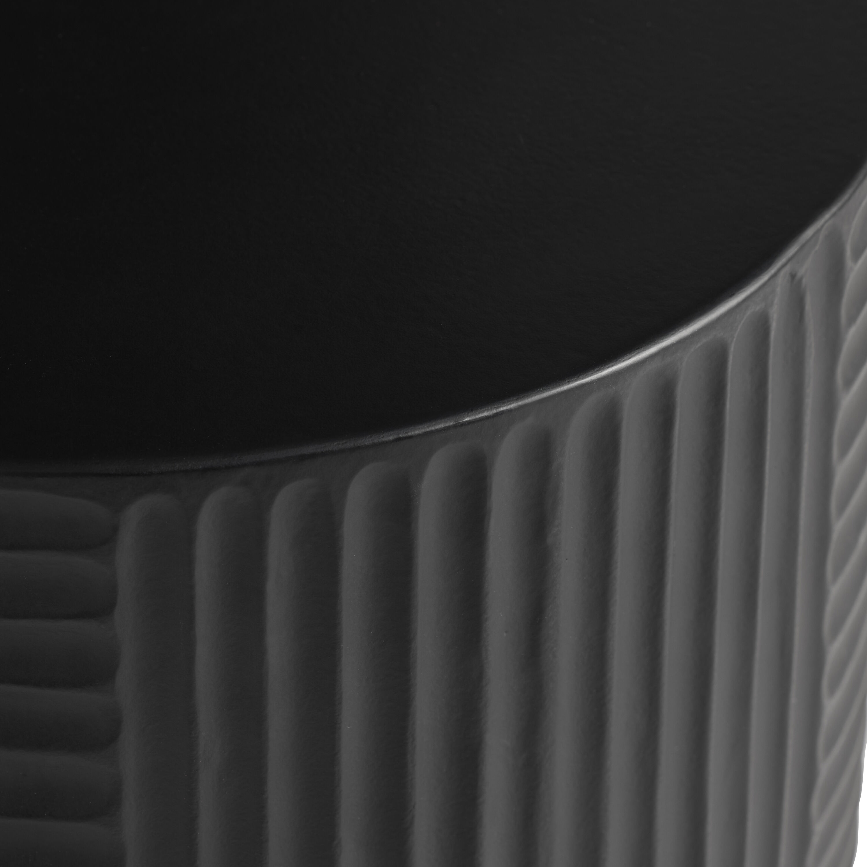 Ayda Round Cement Ribbed Outdoor Side Table image number 1