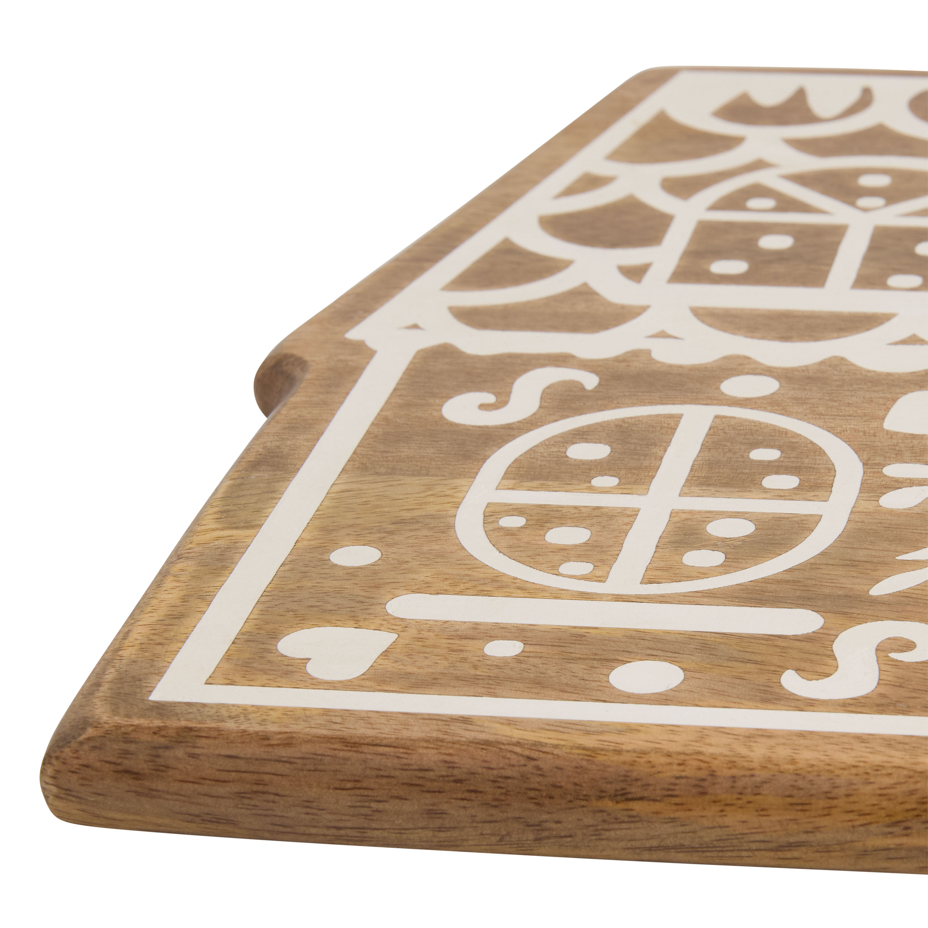 Whitewash Wood Winter Cottage Figural Serving Board