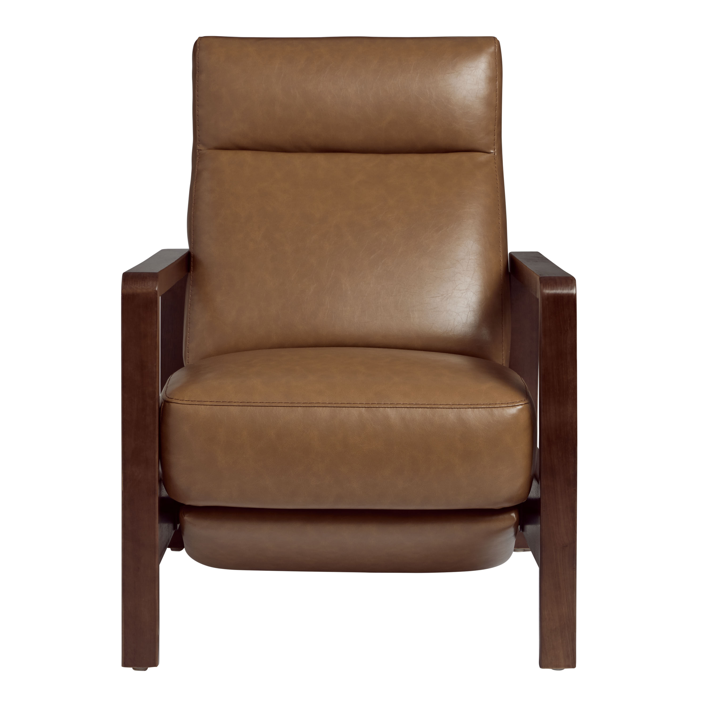 Erik Brown Faux Leather and Wood Upholstered Recliner