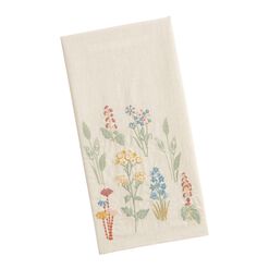 Natural Multicolor Embroidered Floral Kitchen Towel