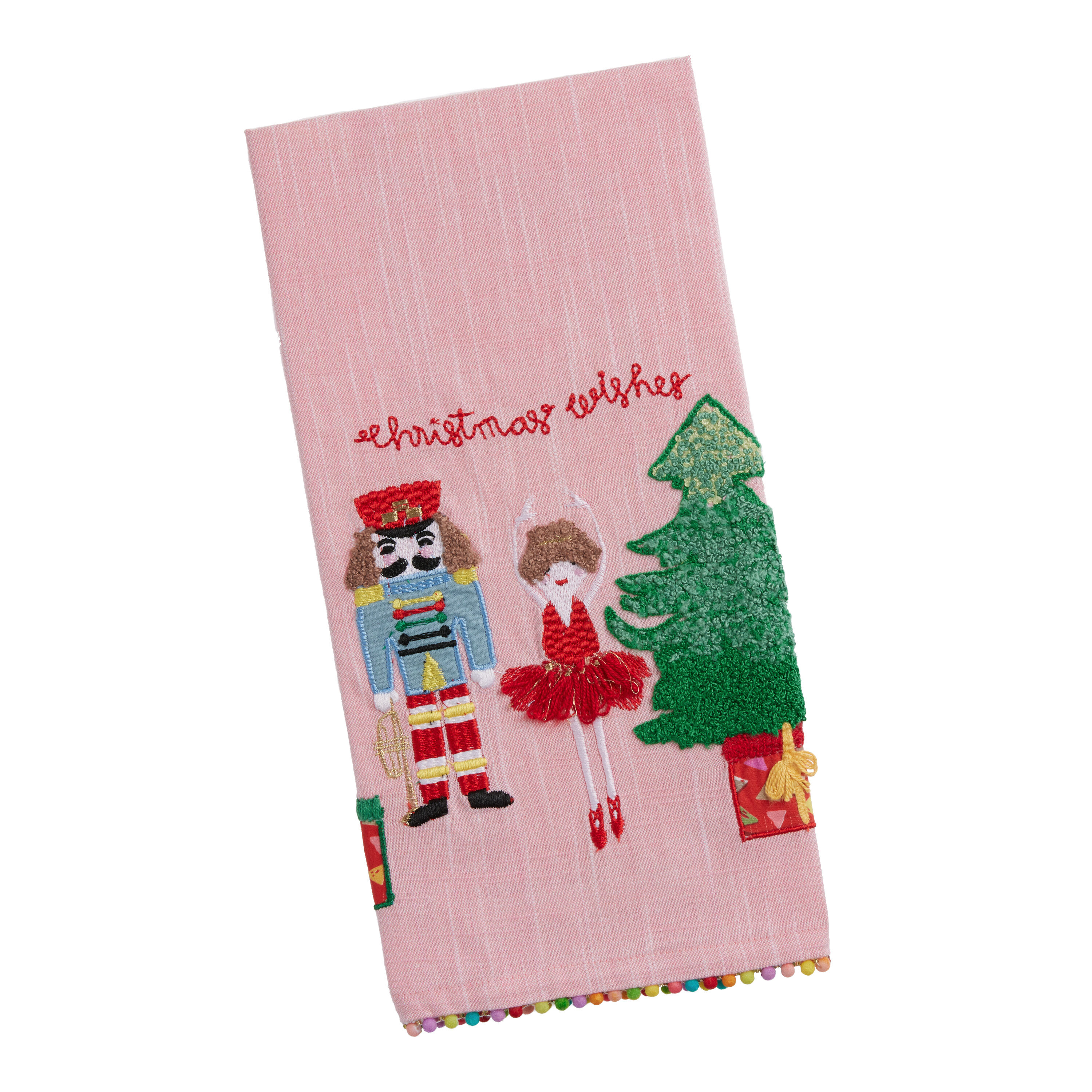 Pink Embroidered Nutcracker Ballerina Kitchen Towel image number 0