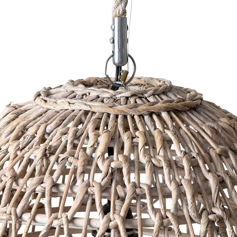 Luna Whitewash Geometric Open Weave Abaca Pendant Lamp image number 3