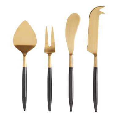 Shay Black And Gold Cheese Knives 4 Piece Set Shay Black And Gold Cheese Knives 4 Piece Set