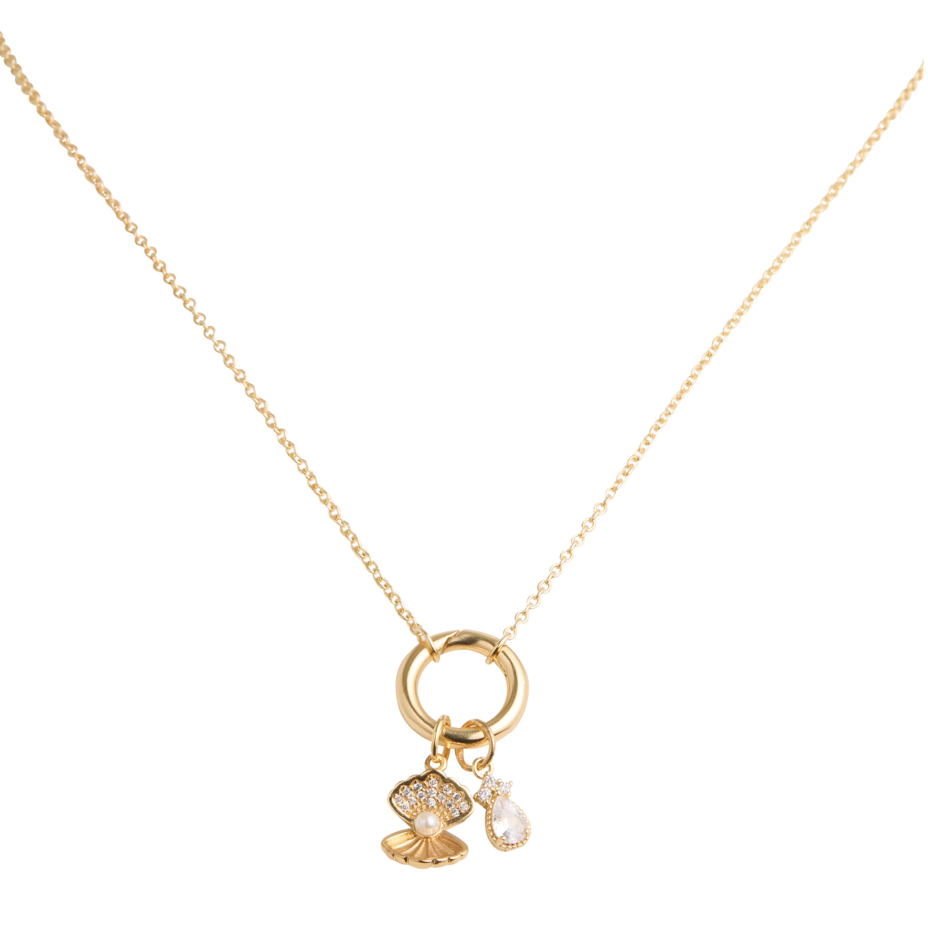 Gold Summer Charm Interchangeable Pendant Necklace Set image number 3
