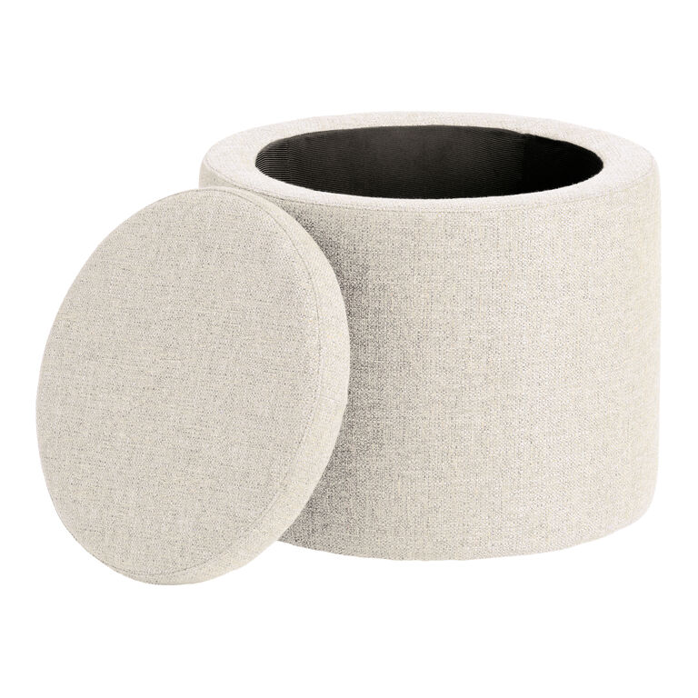 Thompkins Round Basketweave Upholstered Storage Ottoman image number 3