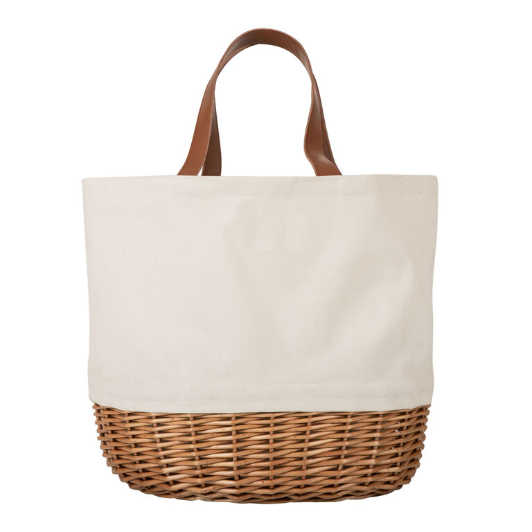 Picnic Time Promenade Beige Canvas and Willow Picnic Basket image number 3