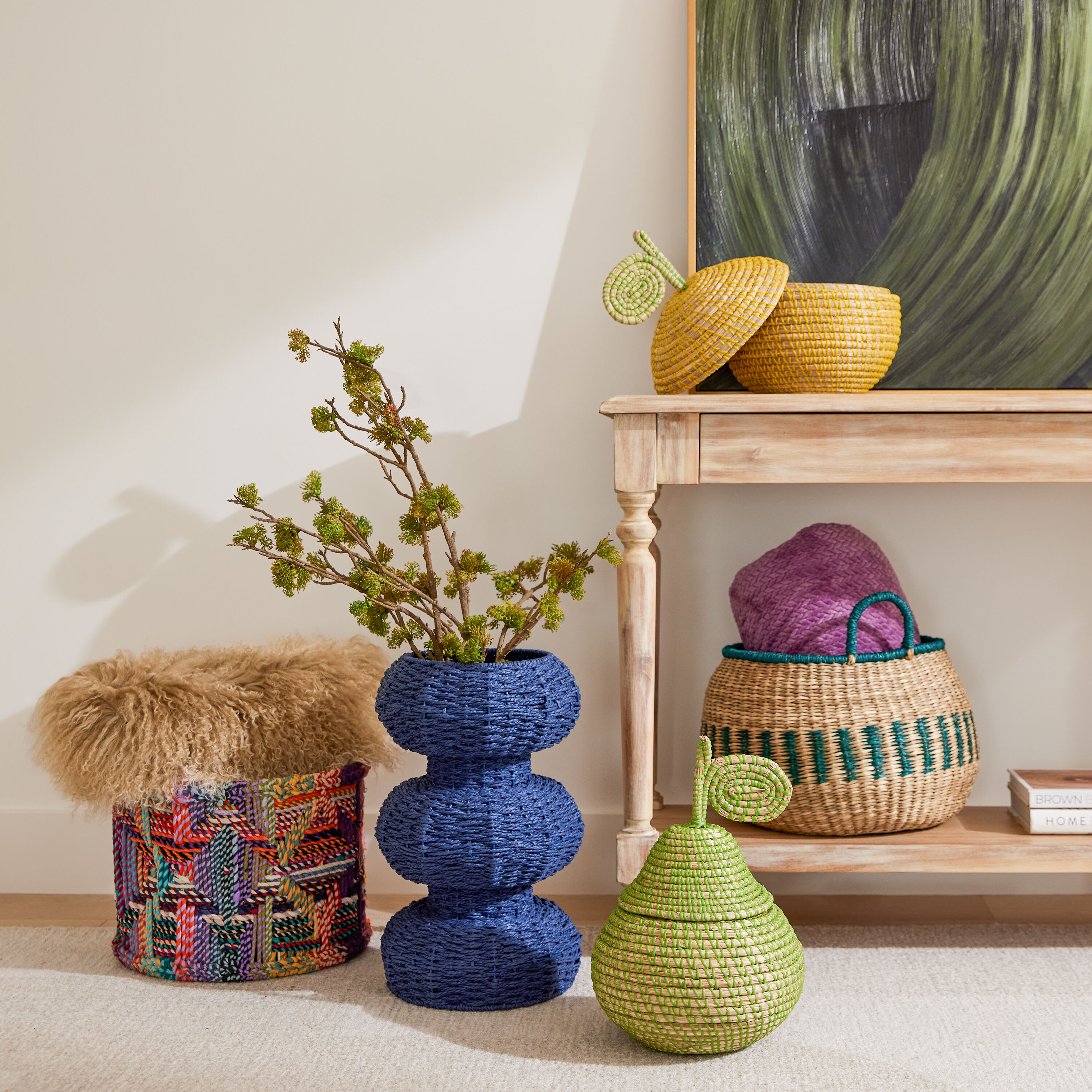 Heather Rainbow Recycled Cotton Rope Drum Basket