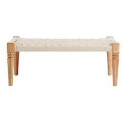 CRAFT Malaki Handwoven Ivory Rope and Wood Bench