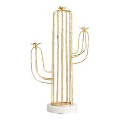 Gold Wire Cactus on Marble Stand Decor