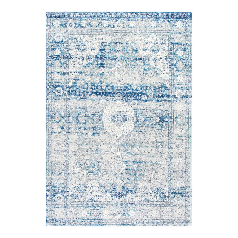 Hasna Pale Pink And White Medallion Area Rug - World Market