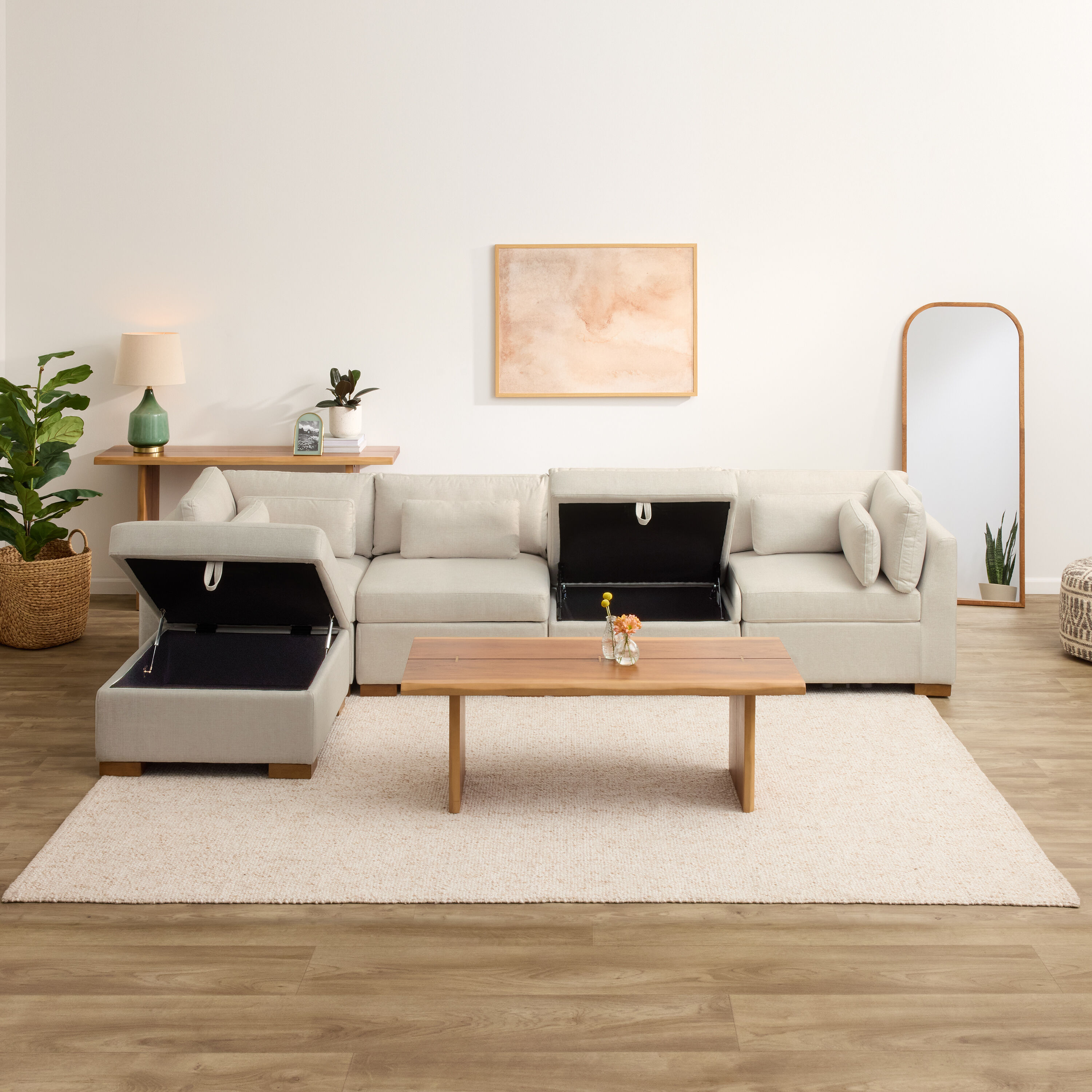 Montclair 5 Piece Modular Chaise Sectional Sofa with Storage image number 1