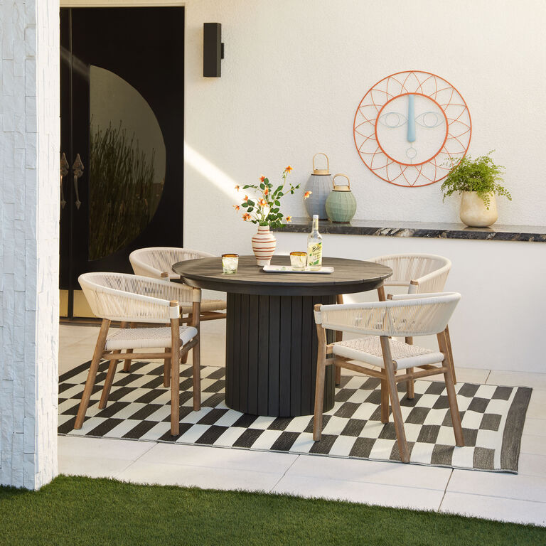 Rio Black Broken Stripe Reversible Indoor Outdoor Floor Mat image number 2