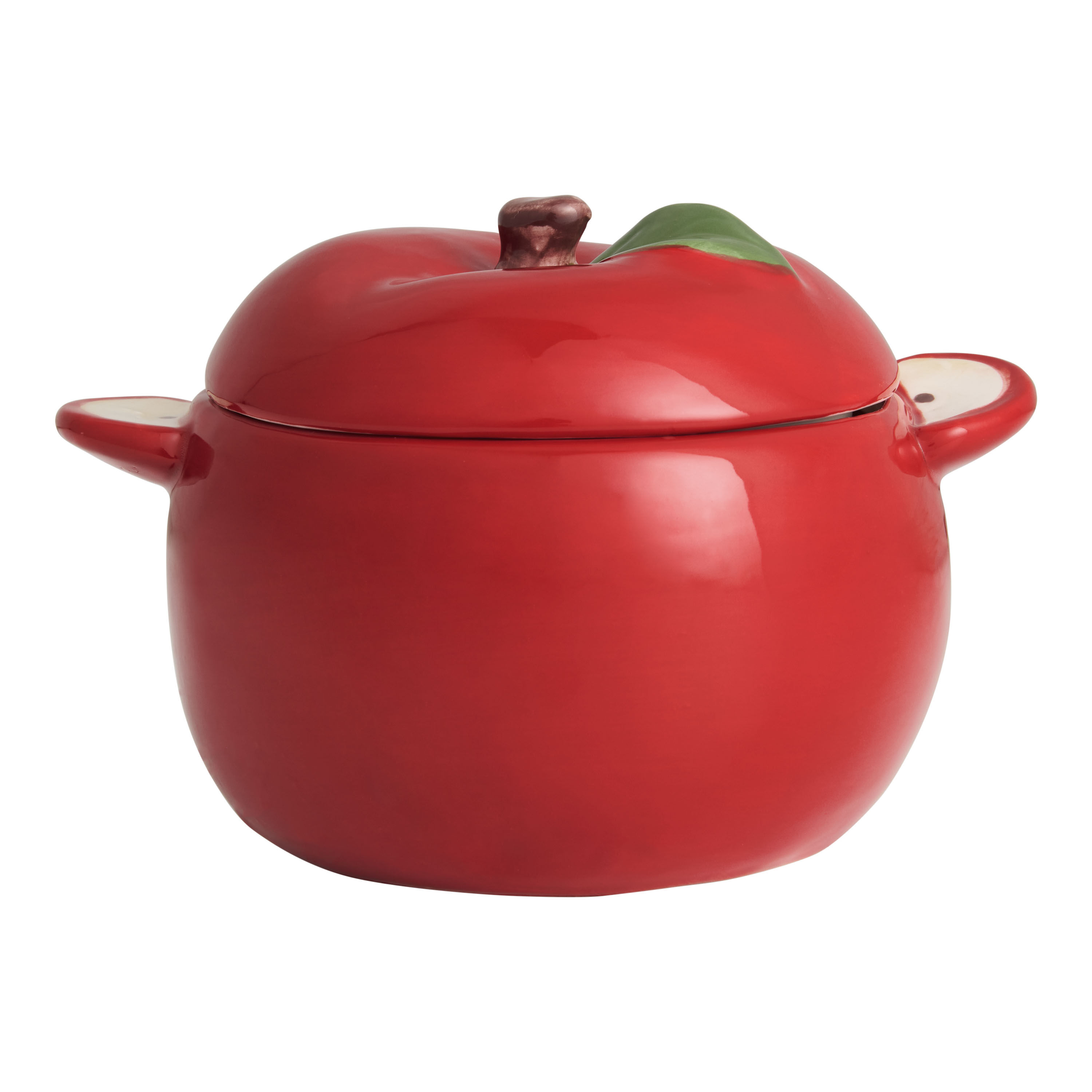 Red Ceramic Apple Figural Ramekin with Lid image number 0