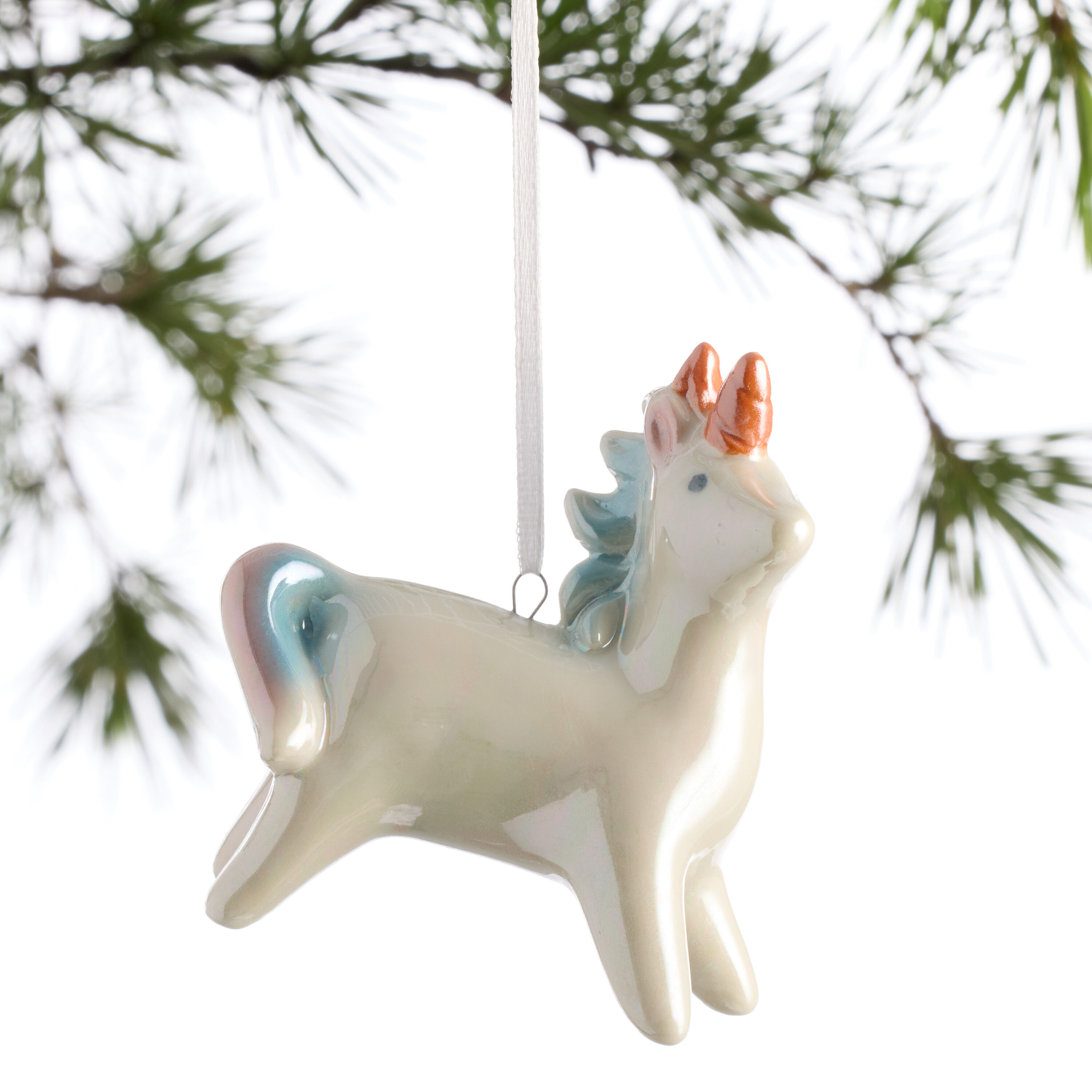 Iridescent Ceramic Unicorn Ornament image number 0