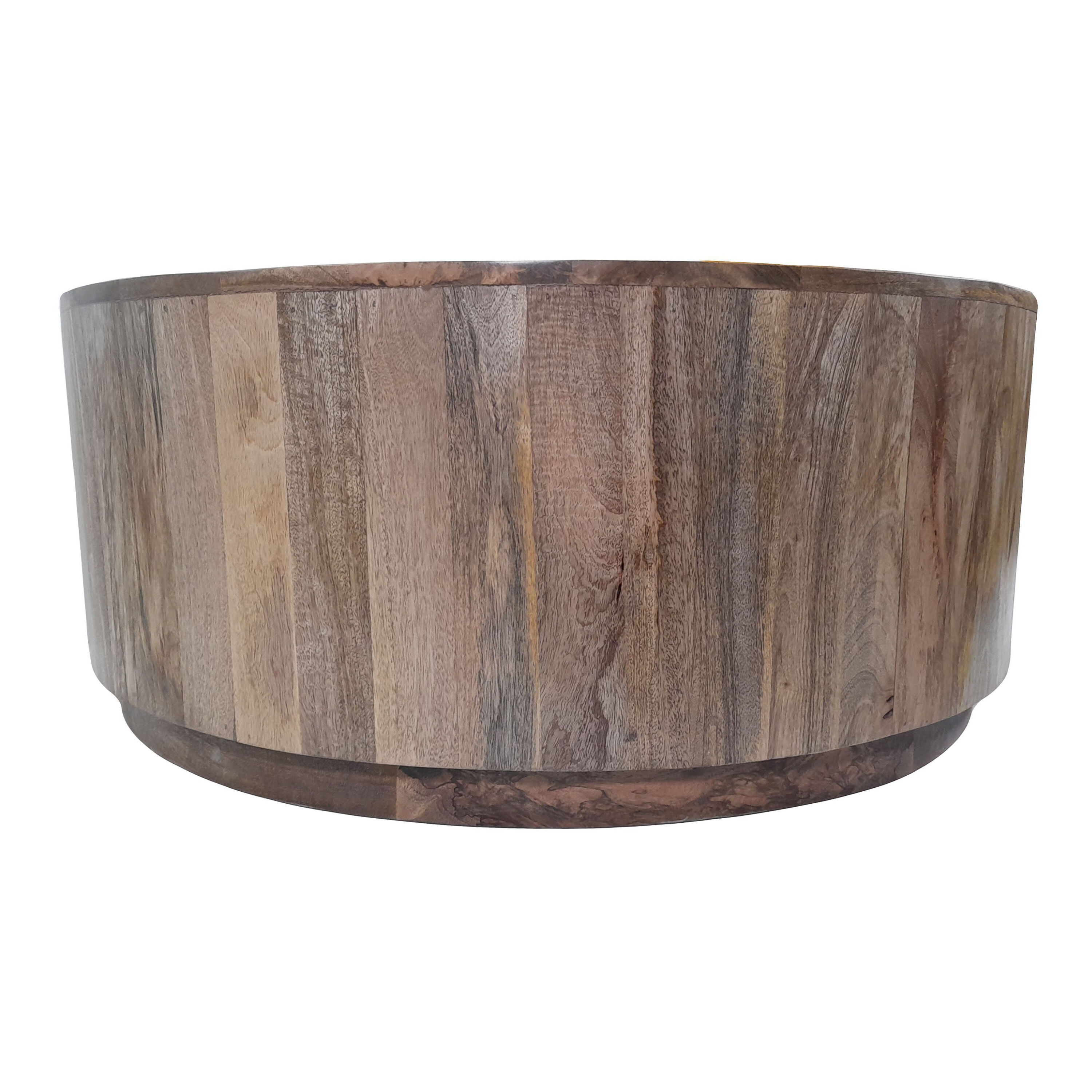Round wood block coffee table discount