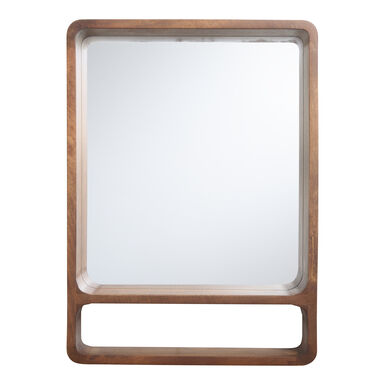 Walnut Mango Wood Wall Mirror with Shelves Walnut Mango Wood Wall Mirror with Shelves