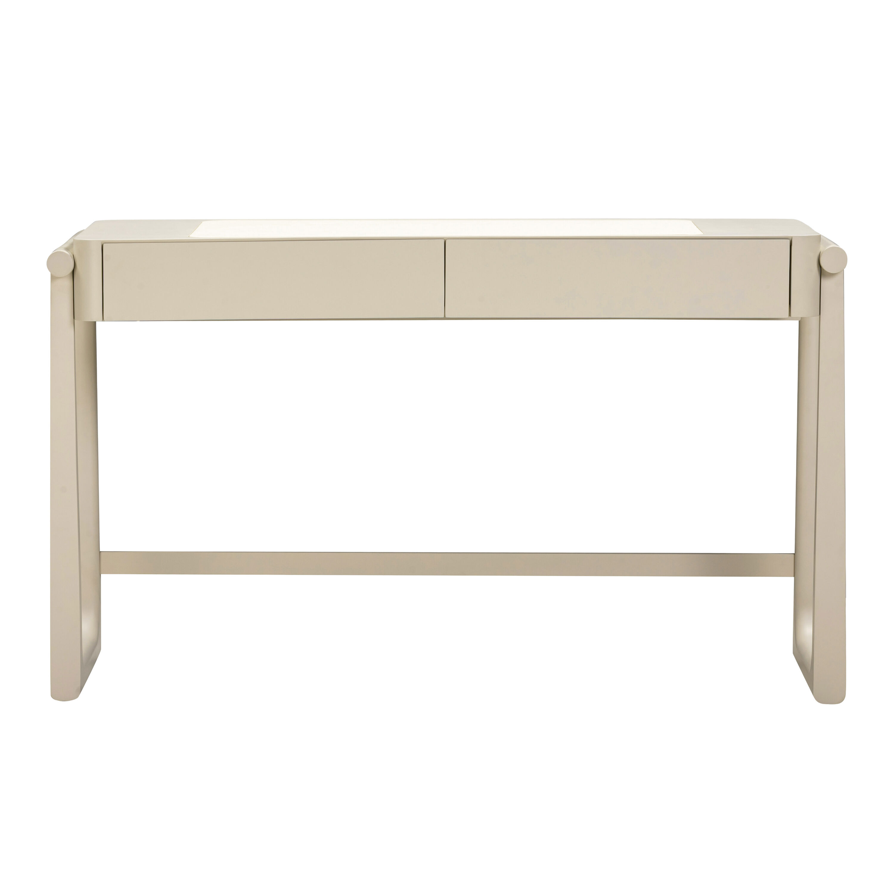 Fabianus Wood and Faux Leather Mid Century Desk with Drawers