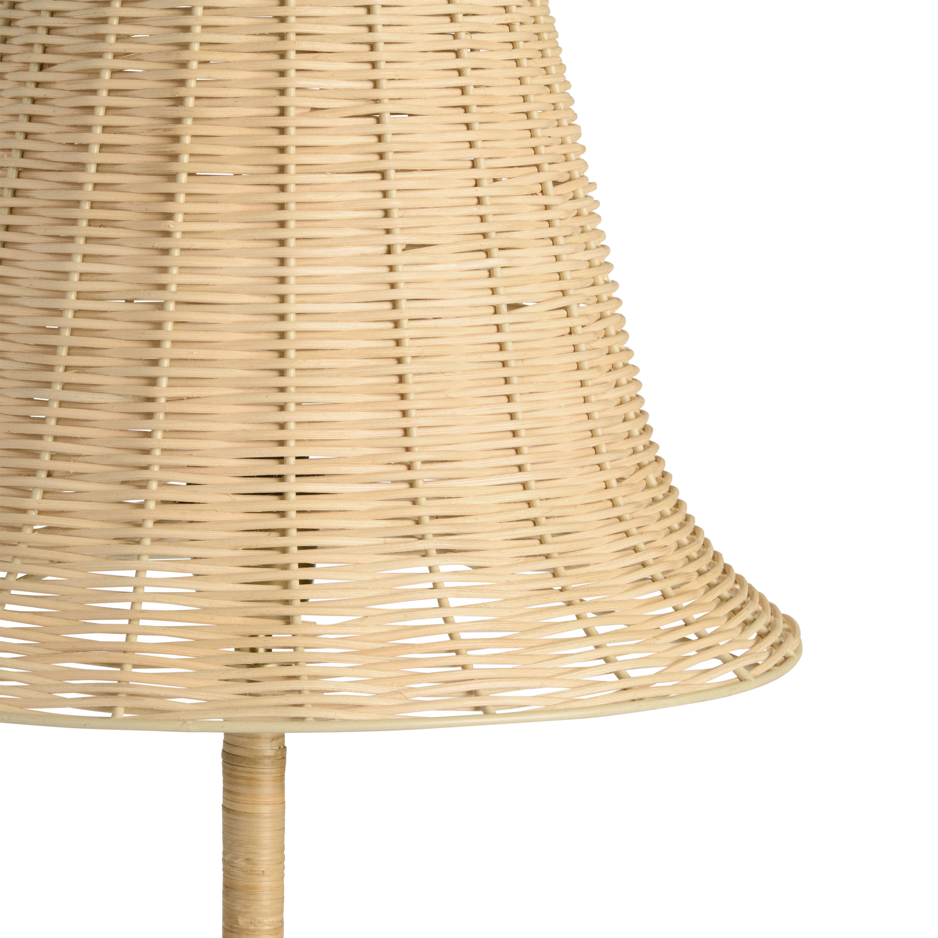 Natural Woven Rattan and Gold Metal Bell Floor Lamp image number 3