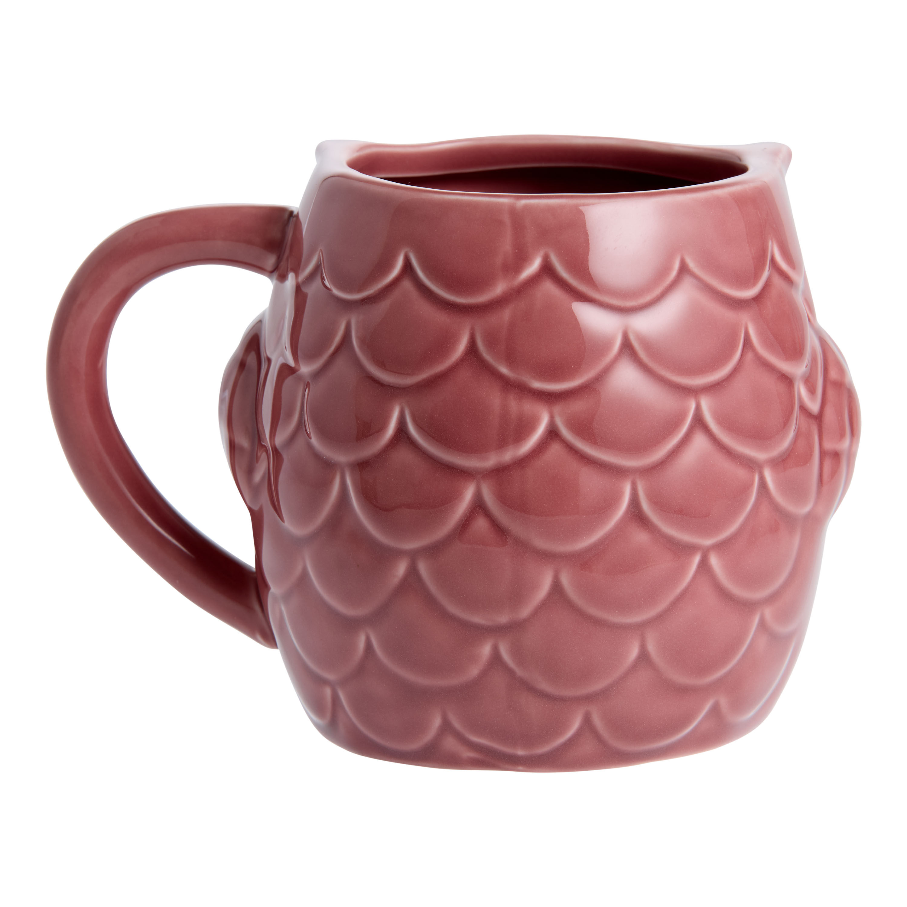 Mauve Owl Reactive Glaze Figural Ceramic Mug image number 1