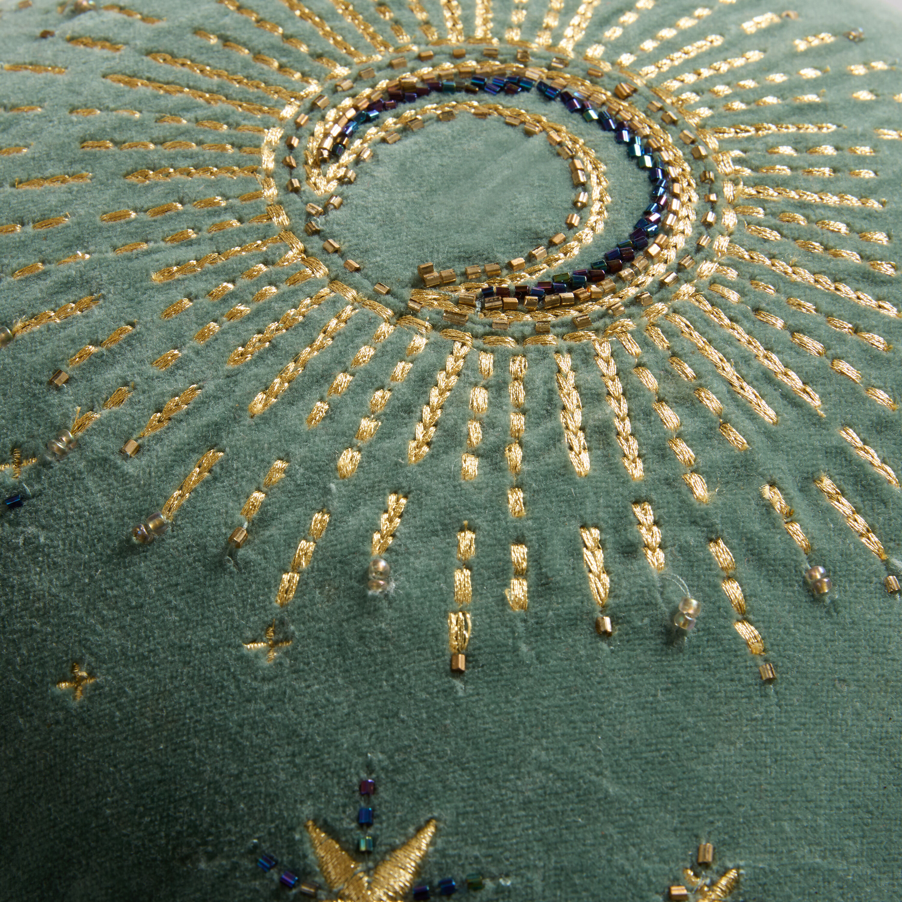 Sage Green Velvet Moon Beaded Throw Pillow World Market