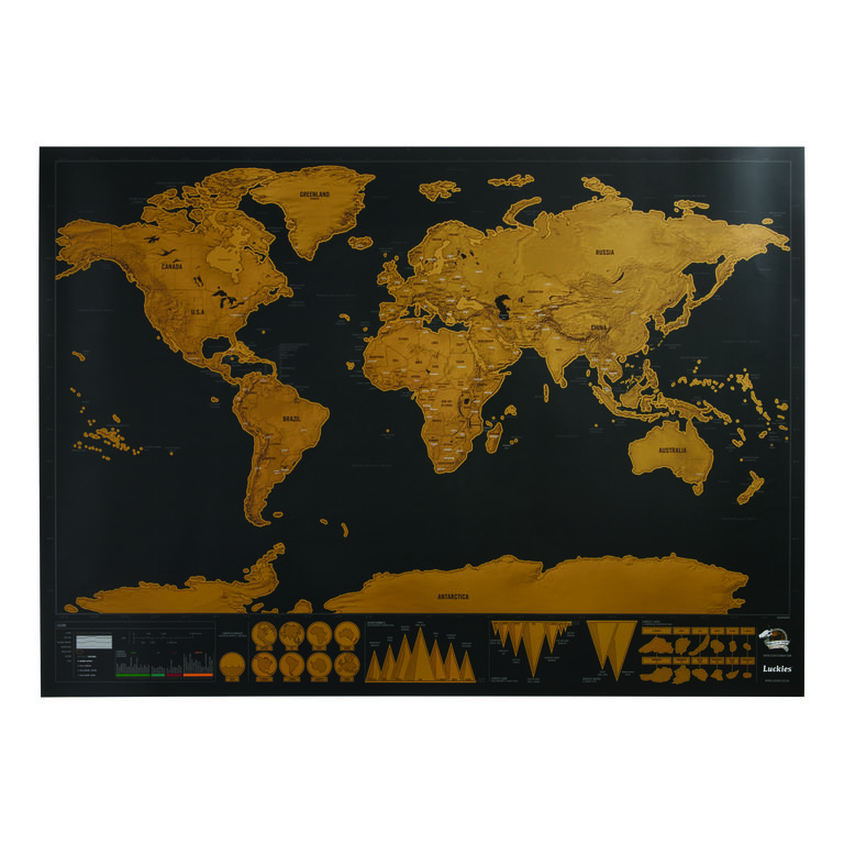 Deluxe Travel Edition Scratch off World Map Poster Personalized