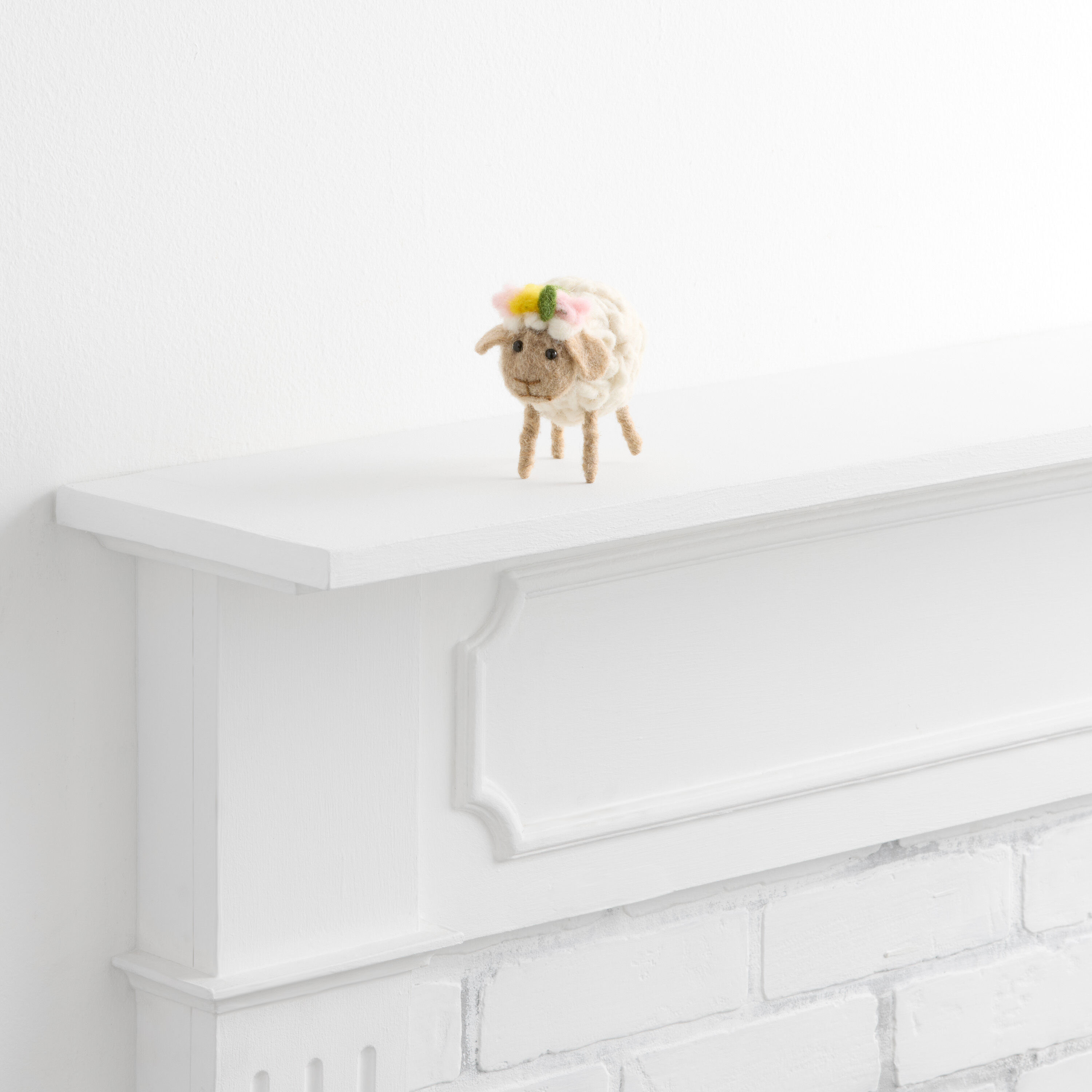 Beige, Pink and Gold Wool Lamb Decor image number 0