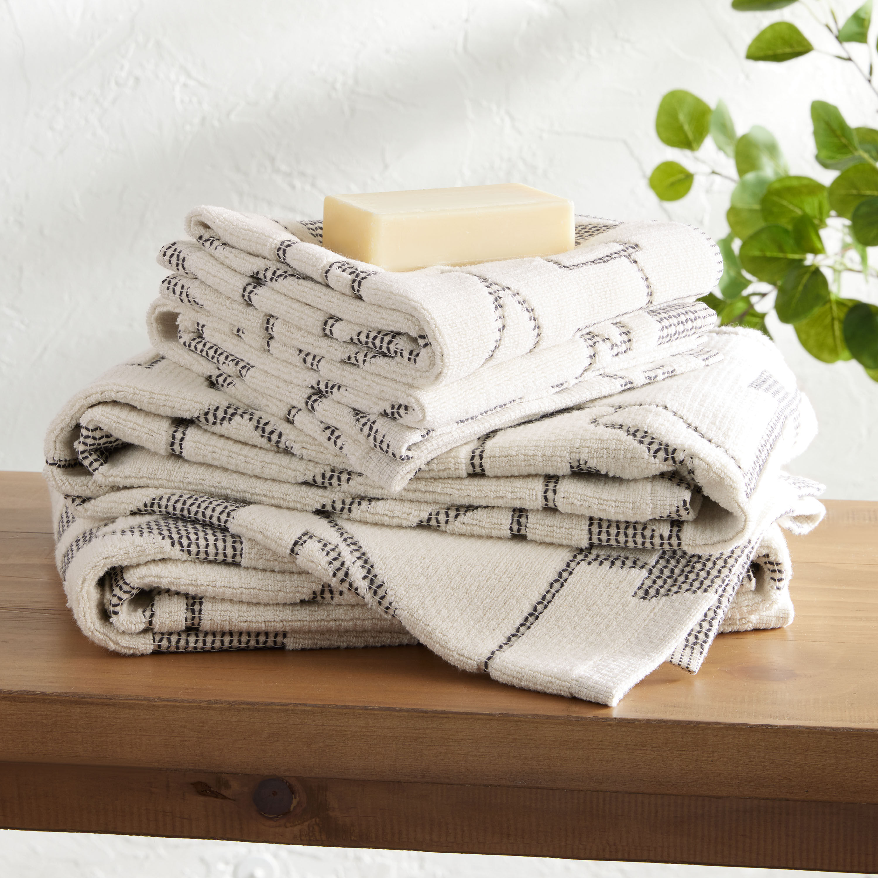Blayne Ivory And Black Abstract Geo Hand Towel World Market