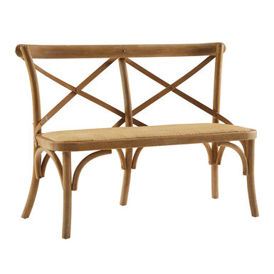 Syena Gray Wood and Rattan Bench Syena Gray Wood and Rattan Bench
