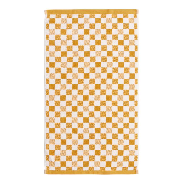 Asteria Yellow and White Check Terry Hand Towel by World Market