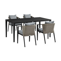 Lamia Black Metal and All Weather 5 Piece Outdoor Dining Set